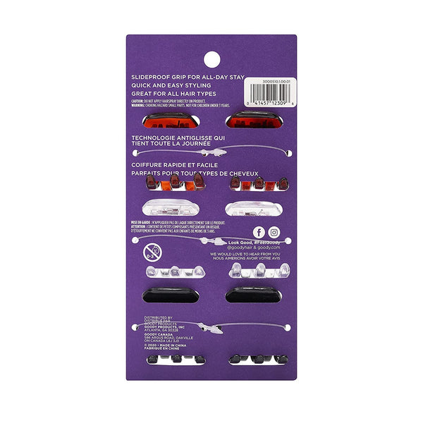 Goody Classic Claw Hair Clips - 6-Count, Clear, Brown and Black - 1/2 Claw Will Gently Keep Hair Secured In Place with a Long Lasting Hold, color may vary