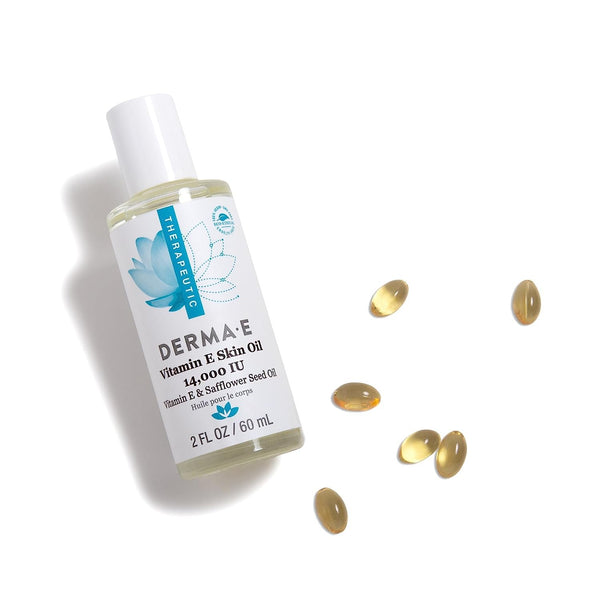 DERMA-E Vitamin E Skin Oil - 14,000 IU Face Oil with Safflower Oil – Hypoallergenic, Fragrance Free Facial Skin Care - Nourishes and Conditions, 2 fl oz