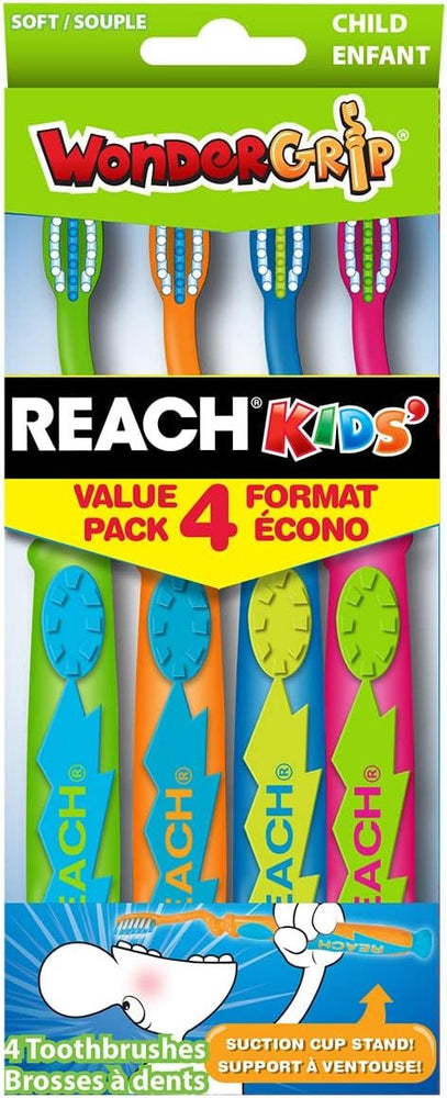 REACH KIDS Wondergrip Toothbrush, 4 count