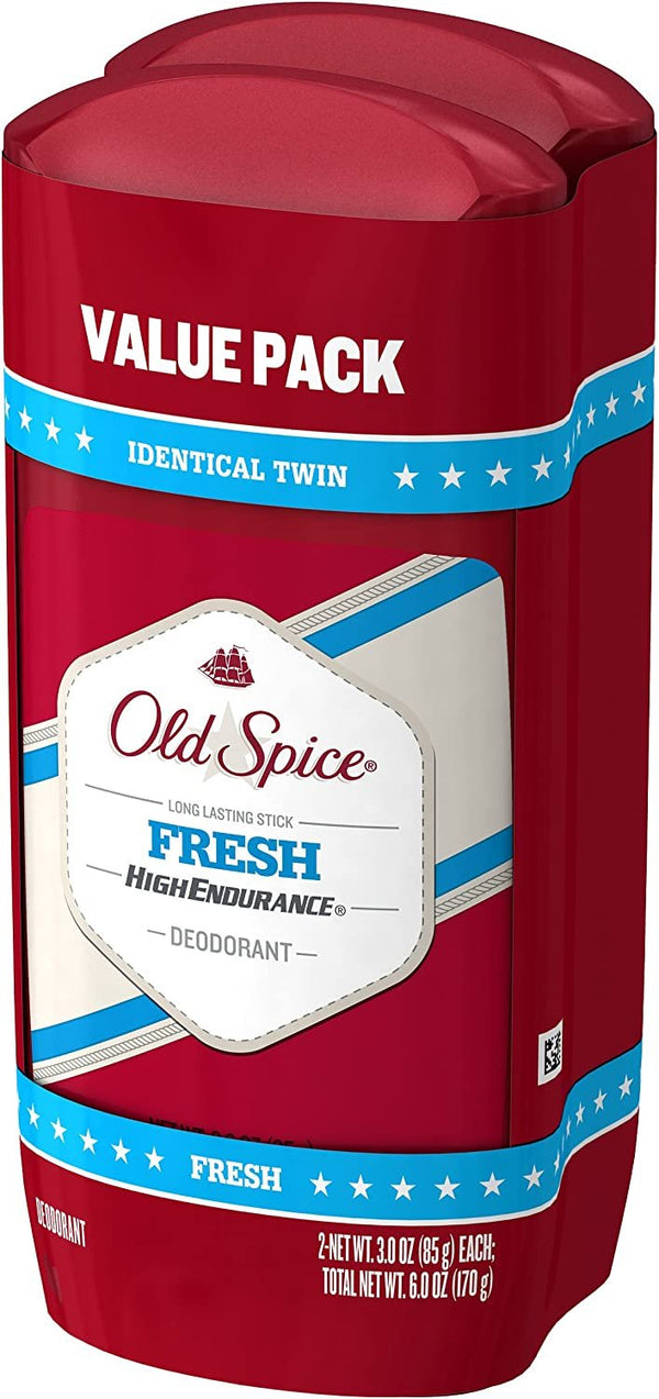 Old Spice High Endurance Long Lasting Stick Men's Deodorant, Fresh Scent - 3.0 Oz Ea, 2 Count