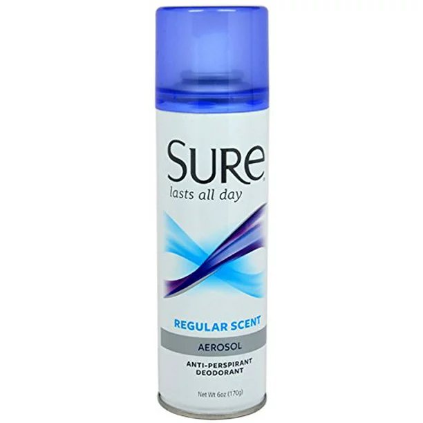 Sure Anti-Perspirant Deodorant Aerosol Spray Regular Scent 6oz Each