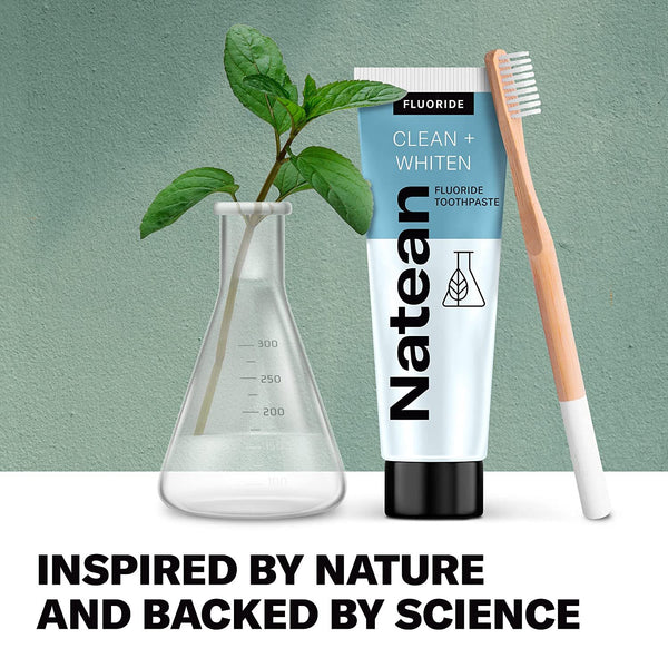 Natean Clean + Whiten Fluoride Toothpaste, Clean Mint - 4.7 Oz Tube/Expires 02/2024