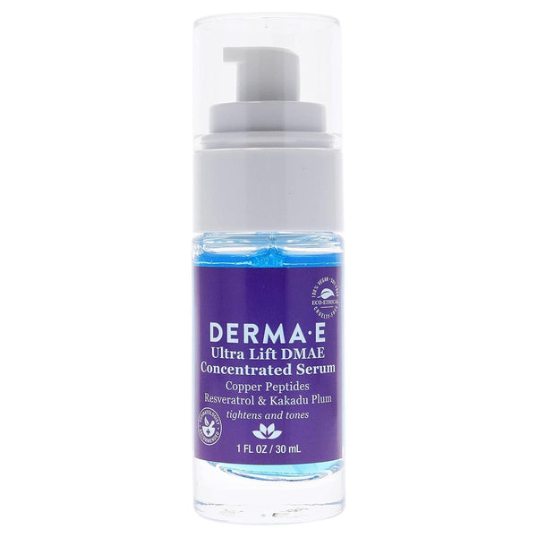 DERMA E Ultra Lift DMAE Concentrated Serum – All Natural Skin Firming Serum – Hydrating Serum with Copper Peptides and Resveratrol – Concentrated Facial Skin Care Serum, 1oz
