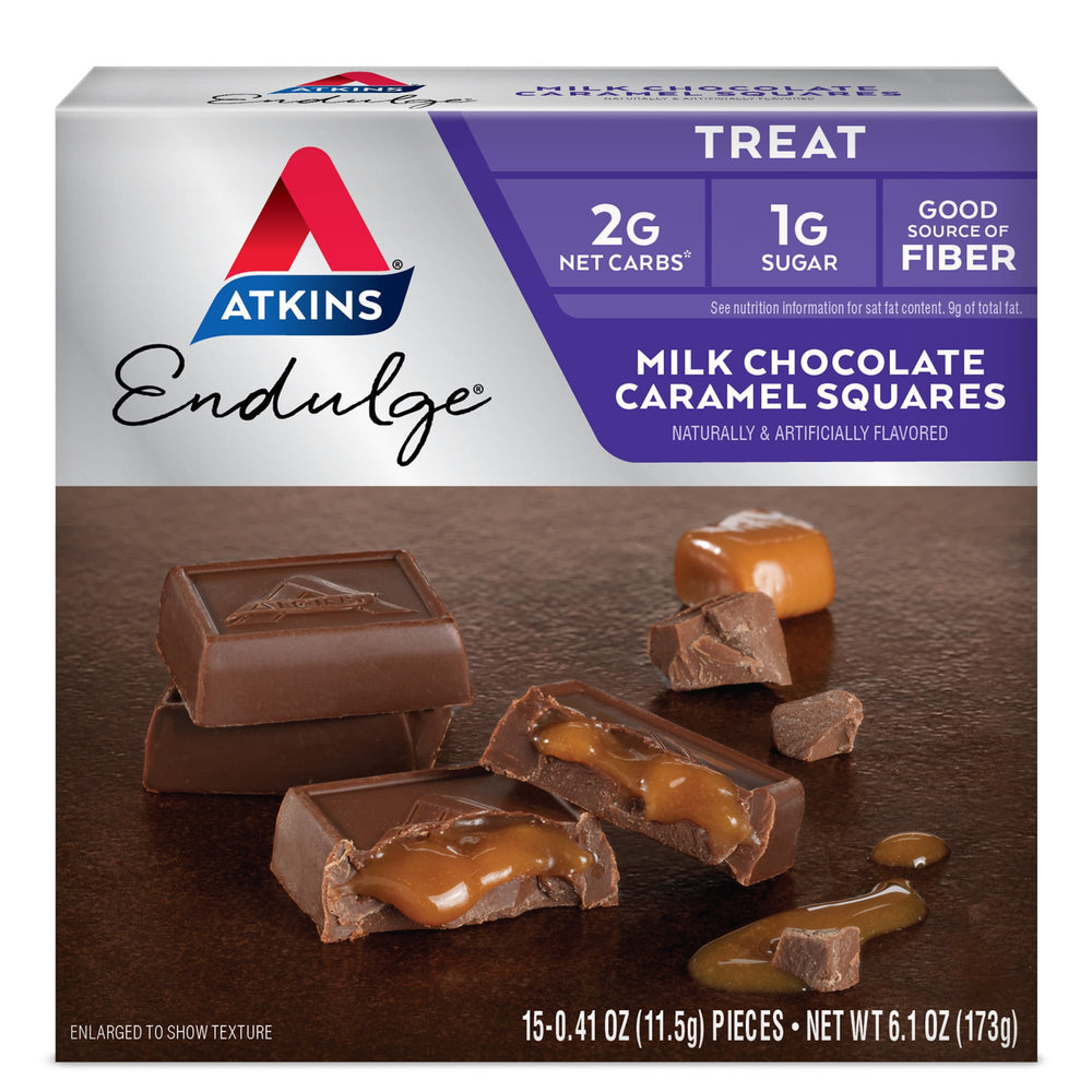 Atkins Endulge Treat, Milk Chocolate Caramel Squares, Keto Friendly, 15 Count