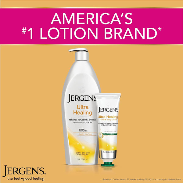 Jergens Ultra Healing Dry Skin Moisturizer, Body and Hand Lotion, for Absorption into Extra Dry Skin, 21 Ounce, with HYDRALUCENCE blend, Vitamins C, E, and B5