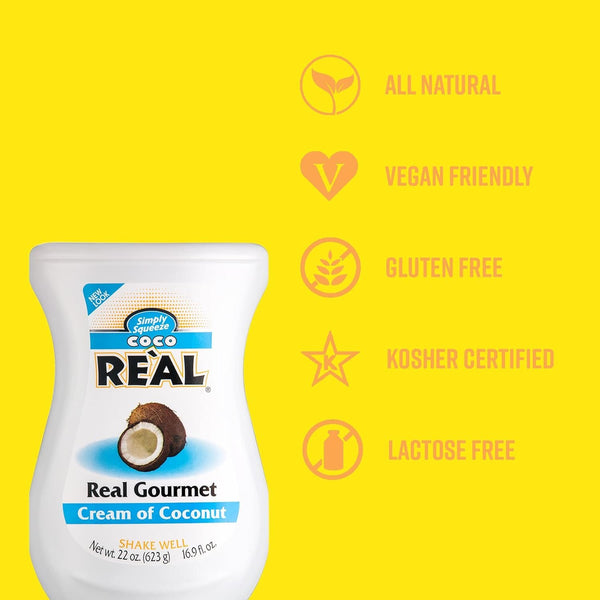 Coco Reàl, Cream of Coconut, 16.9 FL OZ Squeezable Bottle, Individually Boxed