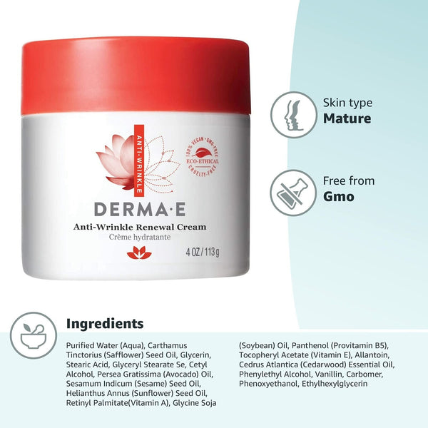 DERMA-E Anti-Wrinkle Renewal Skin Cream, 4 Oz