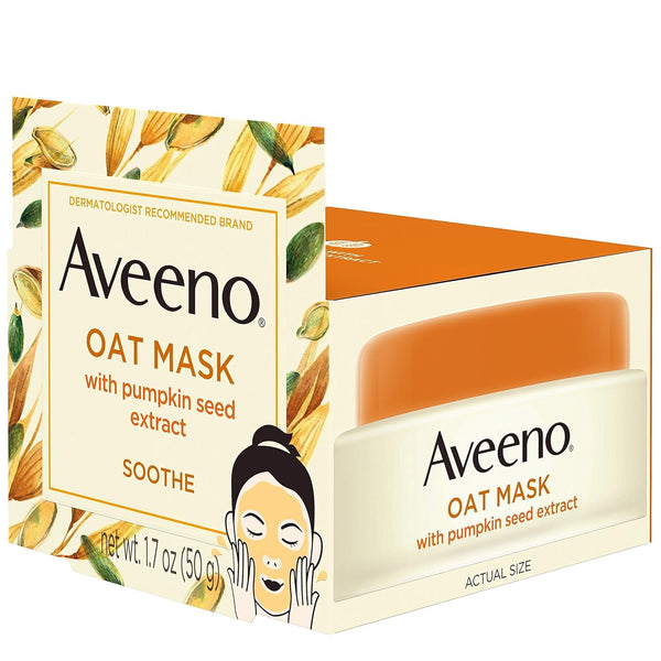 Aveeno Oat Face Mask with Soothing Pumpkin Seed Extract and Feverfew Extract, to Rebalance and Hydrate Skin, Paraben Free, Phthalate-Free, 1.7 oz