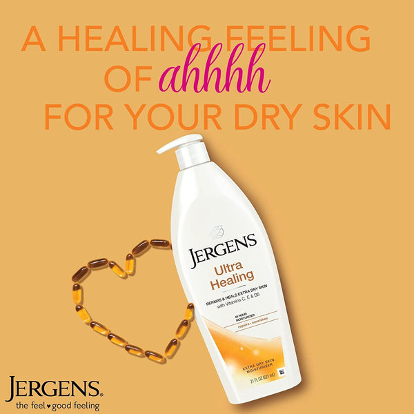 Jergens Ultra Healing Dry Skin Moisturizer, Body and Hand Lotion, for Absorption into Extra Dry Skin, 21 Ounce, with HYDRALUCENCE blend, Vitamins C, E, and B5