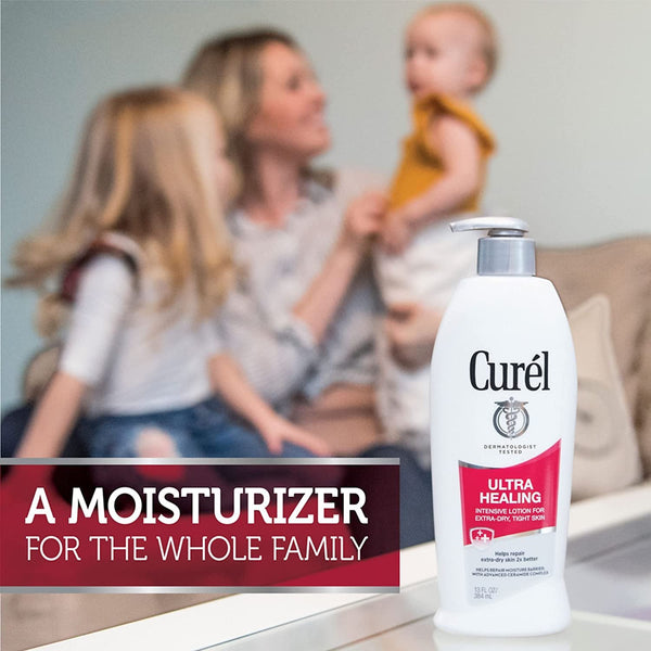Curél Ultra Healing Body Lotion, Moisturizer for Extra Dry Skin, Body and Hand Lotion with Advanced Ceramide Complex and Hydrating Agents, for Tight Skin, 13 Ounces