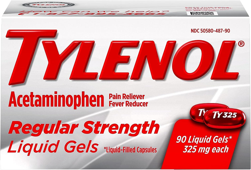 Tylenol Regular Strength Liquid Gels with 325 mg Acetaminophen, Pain Reliever & Fever Reducer, 90 ct