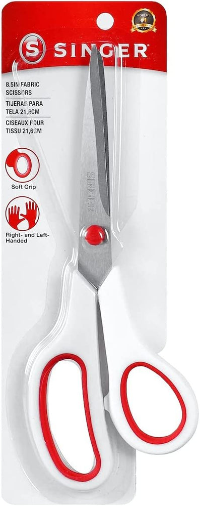 SINGER Fabric Scissors with Comfort Grip, 1-pack, Red & White