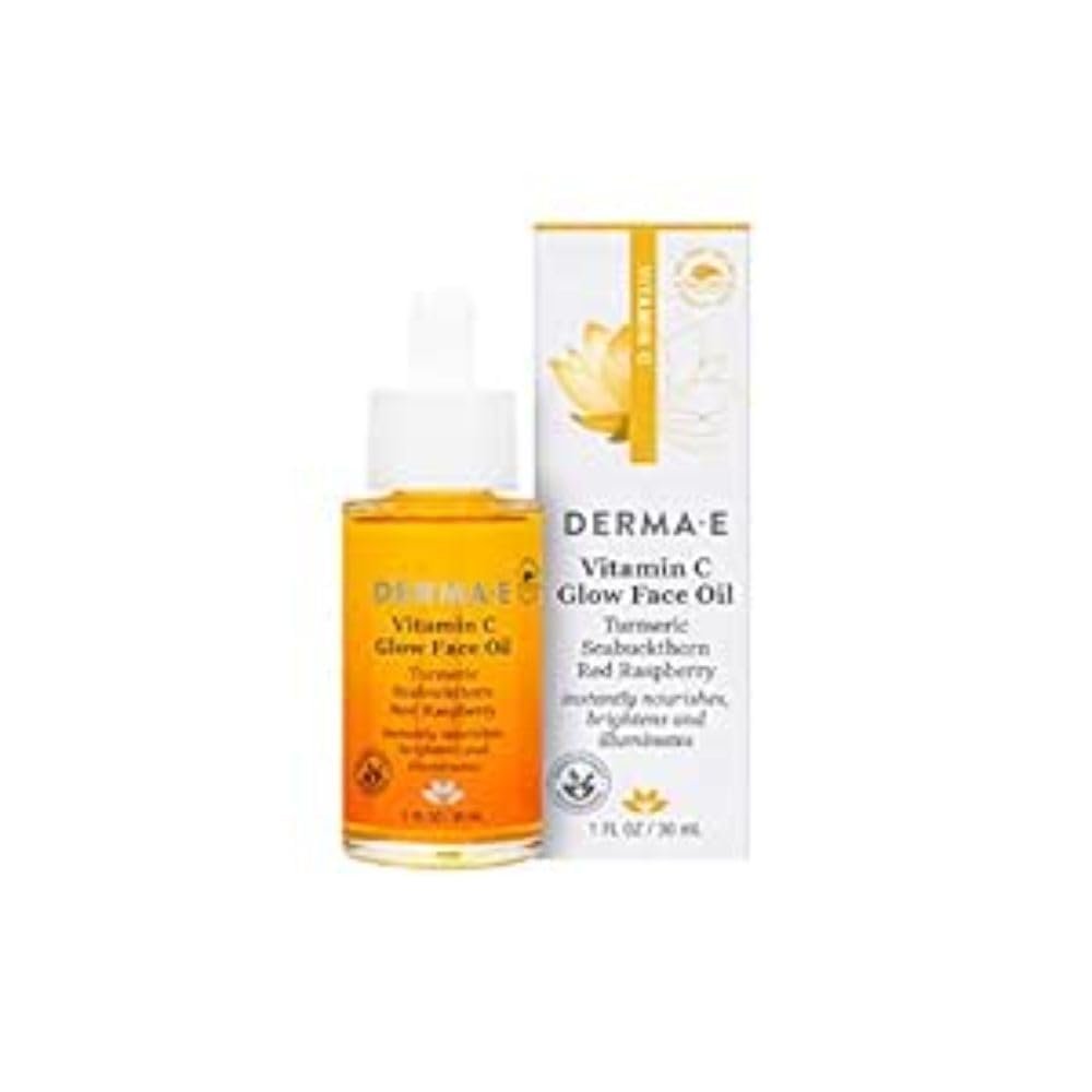 DERMA-E Vitamin C Glow Face Oil – Facial Oil Instantly Nourishes, Brightens and Illuminates for a Radiant Glow – Extreme Glow Oil for Face with Turmeric, Seabuckthorn and Red Raspberry, 1 Fl Oz
