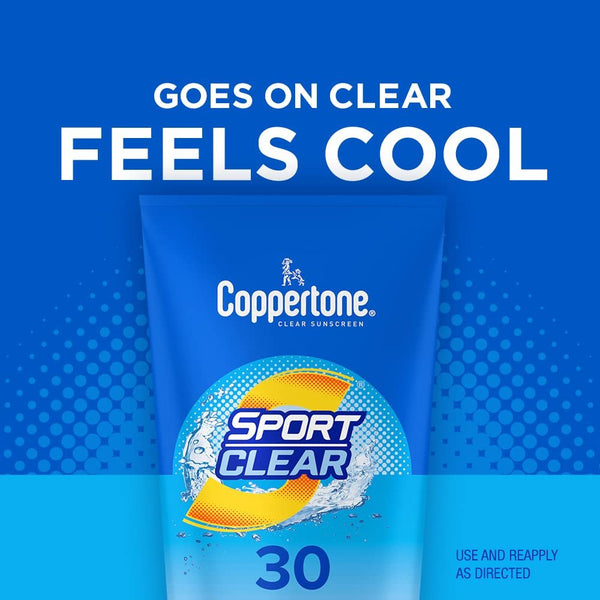 Coppertone SPORT Clear Sunscreen Lotion SPF 30, Water Resistant Sunscreen, Broad Spectrum SPF 30 Sunscreen, 5 Fl Oz Tube