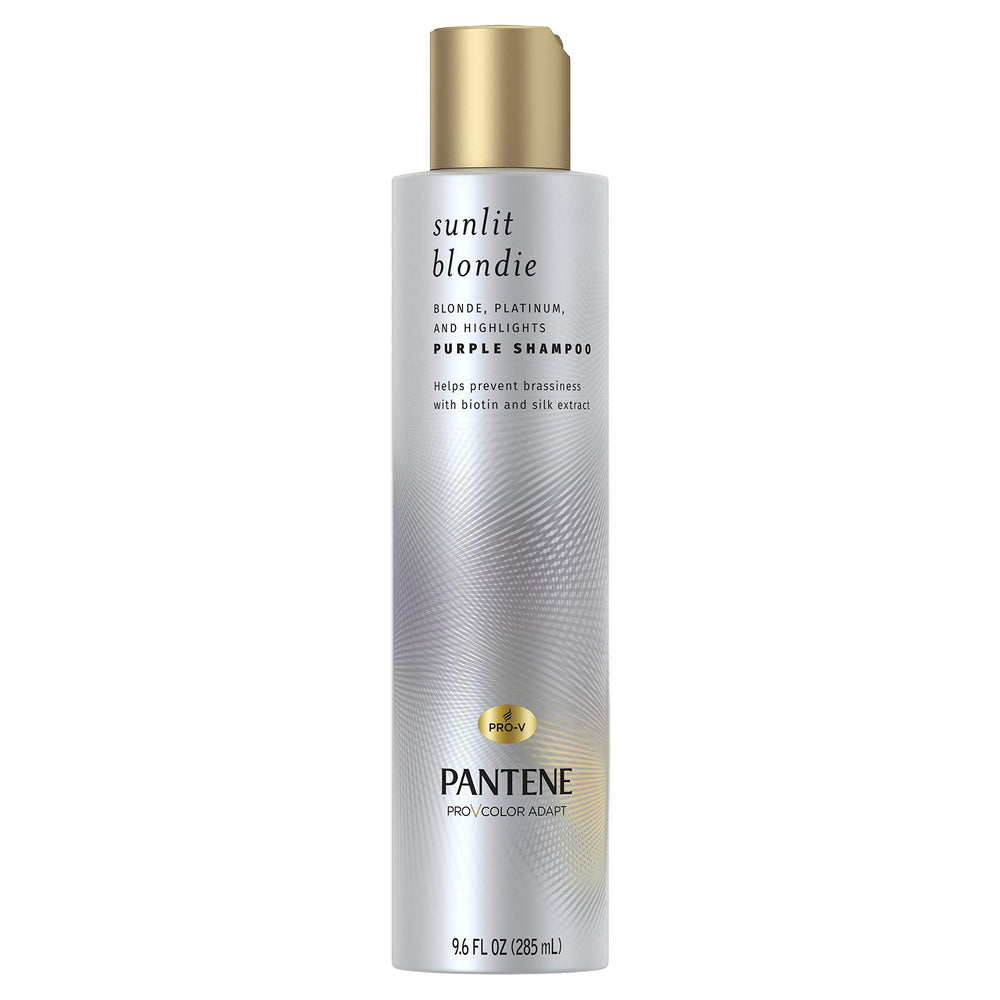 Pantene Sunlit Blondie, Purple Shampoo, Toner For Blonde Hair, for Color Treated Hair, with Biotin and Silk Extract, 9.6 Fl Oz