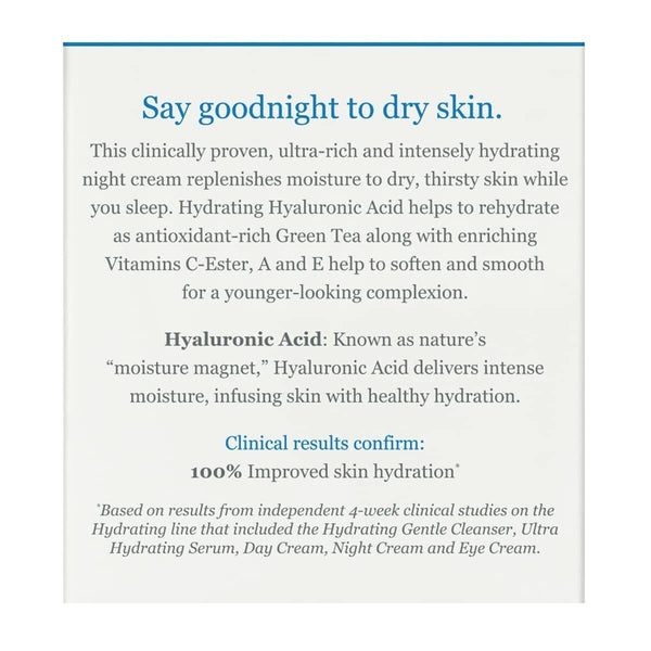 DERMA-E Hydrating Night Cream with Hyaluronic Acid, No Scent, 2 Ounce