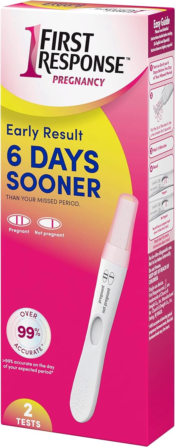 First Response Early Result Pregnancy Test, 2 Pack (Packaging & Test Design May Vary)