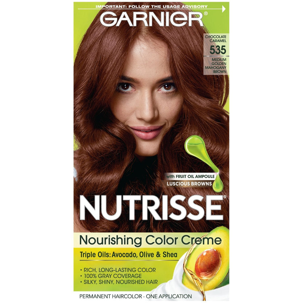 Garnier Nutrisse Nourishing Hair Color Creme, 535 Medium Gold Mahogany Brown  (Packaging May Vary)