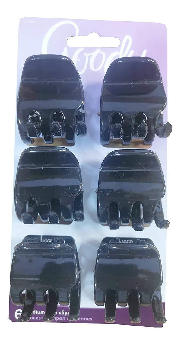 Goody Classic Claw Hair Clips - 6-Count, Clear, Brown and Black - 1/2 Claw Will Gently Keep Hair Secured In Place with a Long Lasting Hold, color may vary