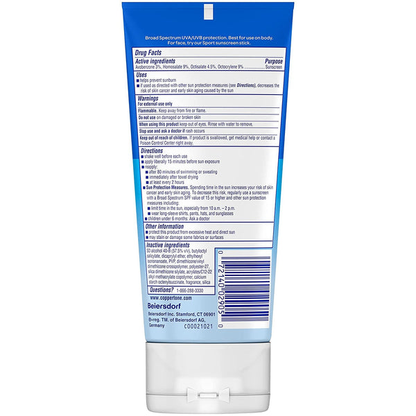 Coppertone SPORT Clear Sunscreen Lotion SPF 50, Water Resistant Sunscreen, Broad Spectrum SPF 50 Sunscreen, 5 Fl Oz Tube