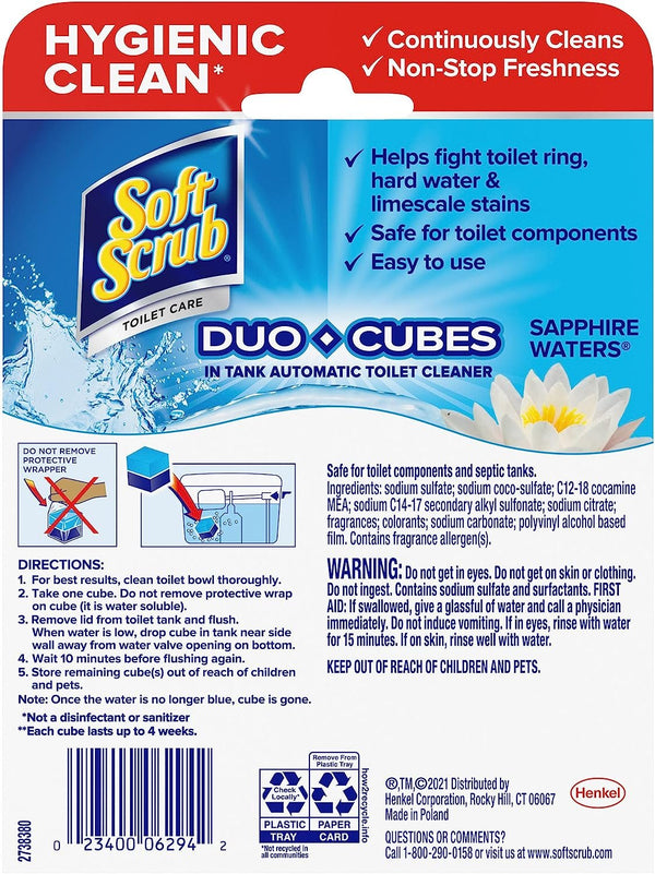 Soft Scrub In-Tank Toilet Cleaner Duo-Cubes, Sapphire Waters, 4 Count