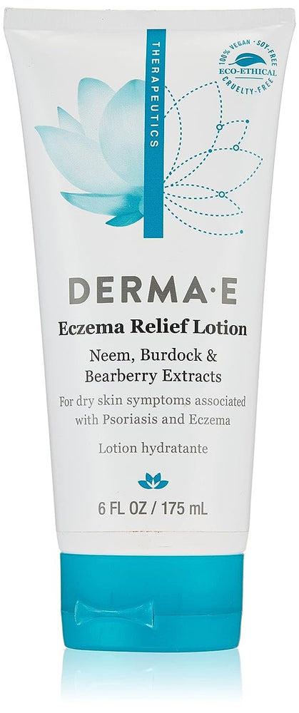 DERMA-E Eczema Relief Lotion – Itchy Skin Rescue Cream – Soothing Eczema Cream Relieves Flaky, Scaly and Dry Skin - Topical Eczema and Psoriasis Cream, 6 Fl Oz
