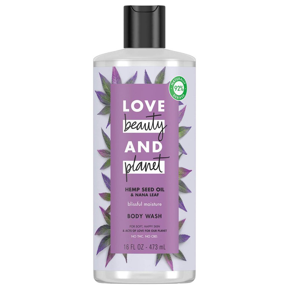 Love Beauty and Planet Body Wash Blissful Moisture for Dry Skin Hemp Seed Oil & Nana Leaf Vegan, Sulfate-free, Paraben-free, Cruelty-free 16 oz