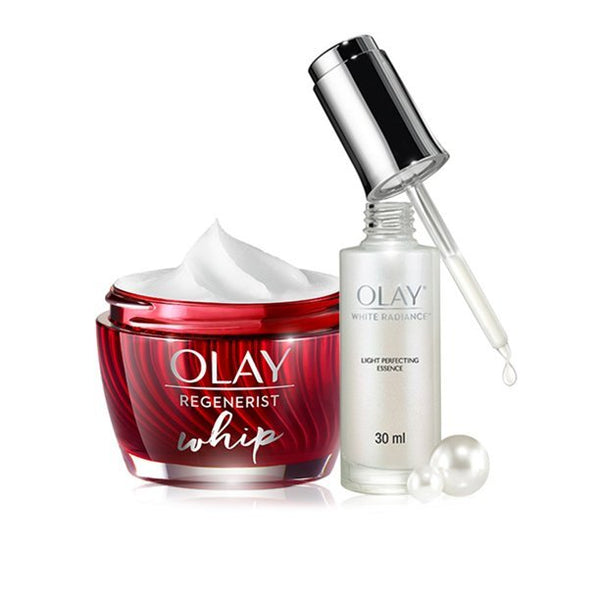 Olay Whips Power Duo Tone Perfecting Hydrating Essence (1 fl oz) + Regenerist Whip Cream (1.76 oz)
