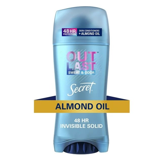Secret Outlast Invisible Solid Women's Antiperspirant Deodorant, Almond Oil Scent, 2.6 Oz.