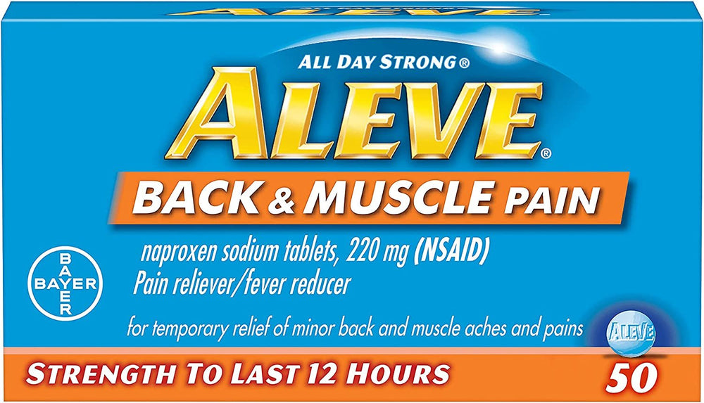 ALEVE Back and Muscle Pain Tablets 50CT-Expires 10/2023