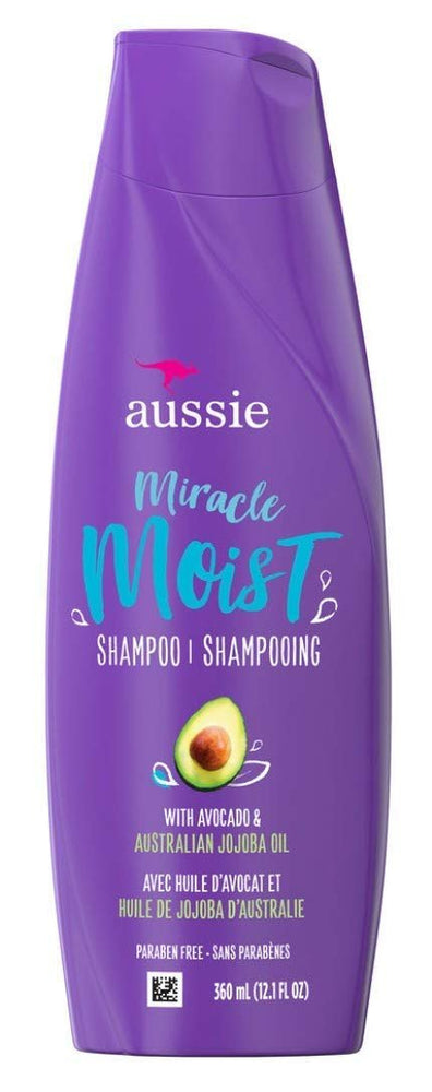 Aussie For Dry Hair Paraben Free Miracle Moist Shampoo W/Avocado & Jojoba, 12.1 Fluid Ounce