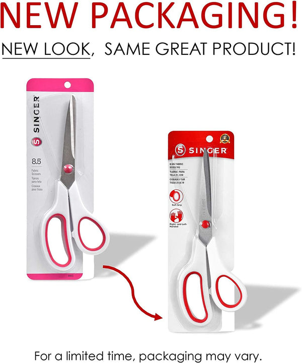 SINGER Fabric Scissors with Comfort Grip, 1-pack, Red & White