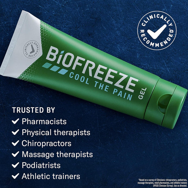 Biofreeze Pain Relief Gel, Arthritis Pain Reliver, Knee & Lower Back Pain Relief, Sore Muscle Relief, Neck Pain Relief, Pharmacist Recommended, FSA Eligible, 3 FL OZ Biofreeze Menthol Gel